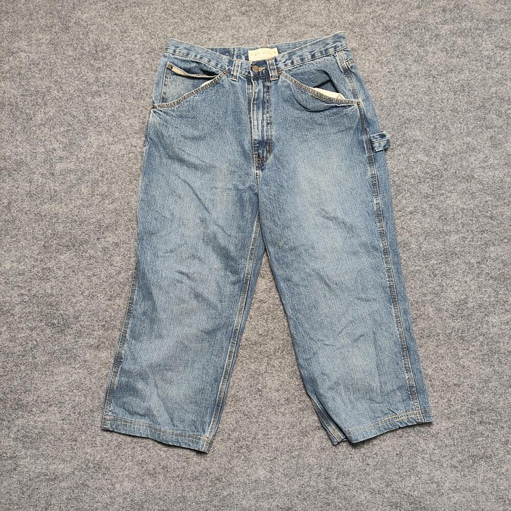 Perry Ellis America Jeans Mens 32x30 Light Blue Relaxed Carpenter Denim Pants